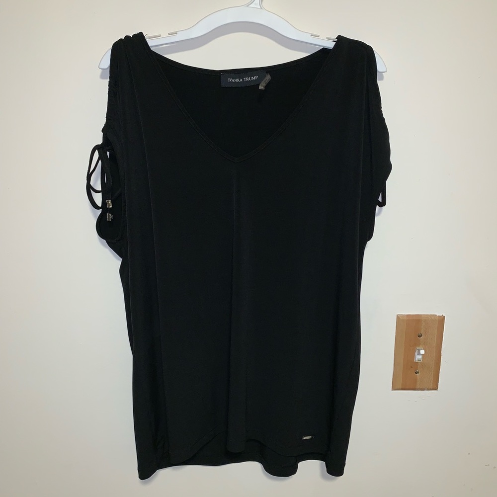 Ivanka Black Top with Tie String Shoulders